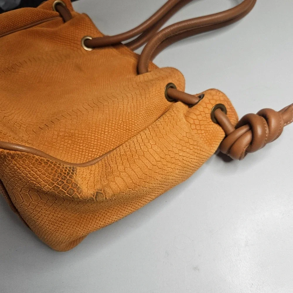 Sundance Orange Snakeskin Embossed‎ Leather Shoulder Bag Made in Italy Boho Hobo